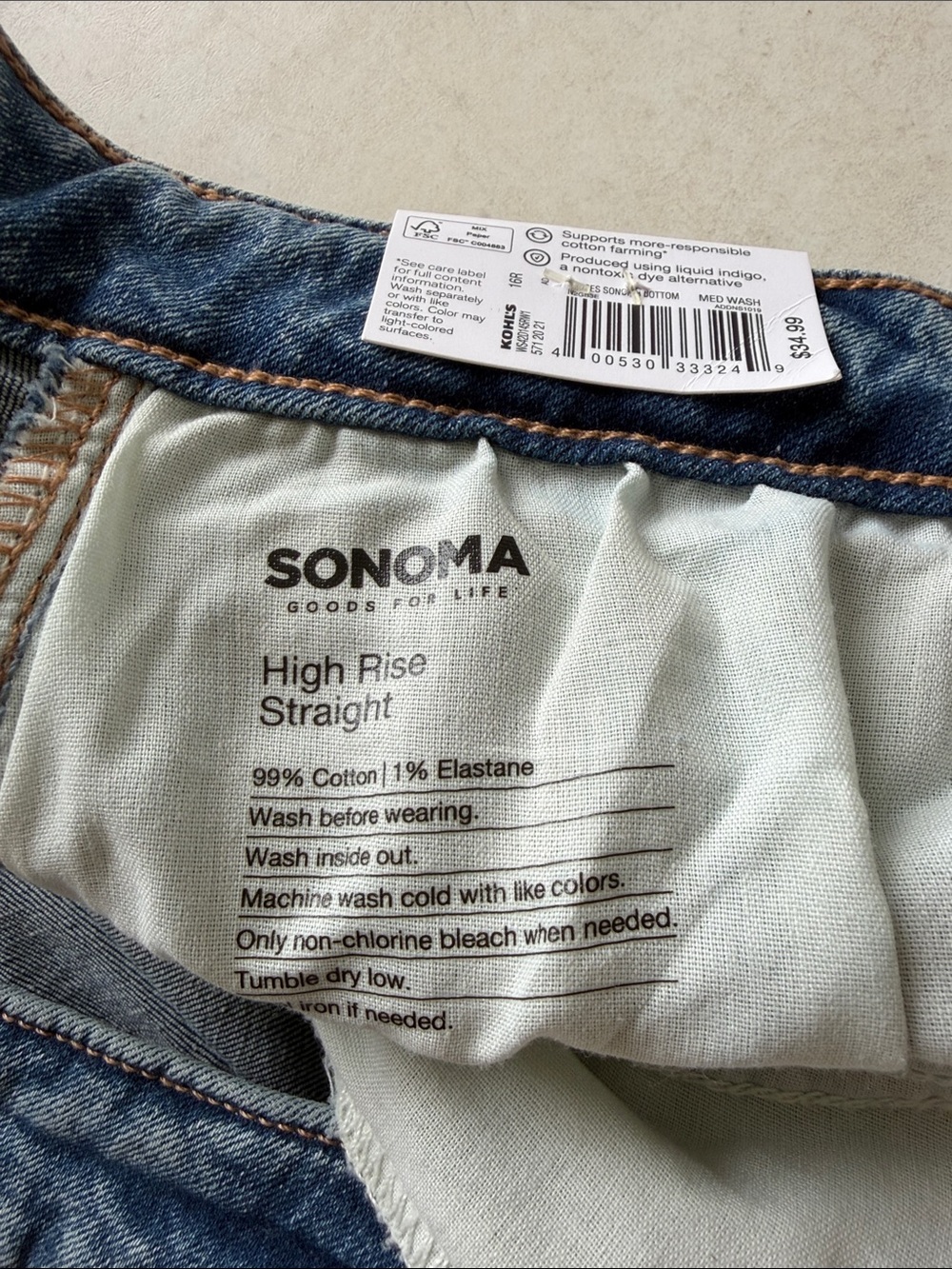 Sonoma Women's Straight Leg Denim Jeans in Blue Wash - Picture 5 of 5